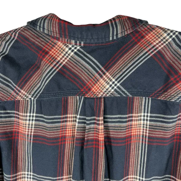 Carhartt Farwell Pullover Henley Flannel Shirt Large Navy Red Plaid Work Utility - Image 11