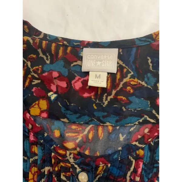 Converse Sheer Floral Long Sleeve Blouse M Cottagecore Dopamine Coquette Girl - Image 8