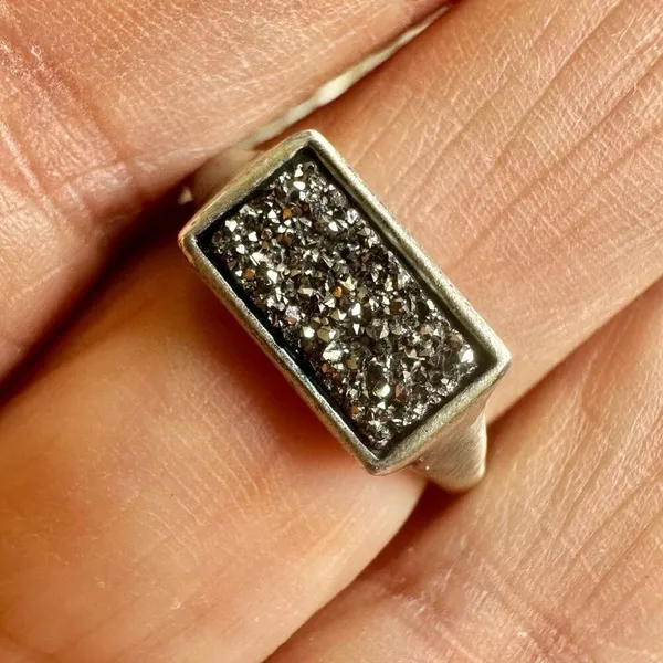 Kendra Scott black druzy   silver plated  ring - Image 2