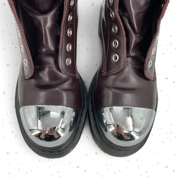Dr. Martens Grasp Oxblood Red Boots Exposed Steel Toe Edgy Grunge Utility UK 5 - Image 8