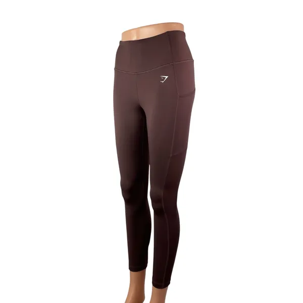Gymshark Women's Brown Mid Rise Yoga Workout Running Athletic Leggings Pants S - Image 3