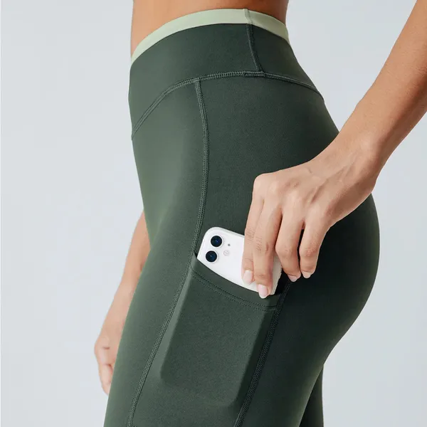 Berlook Activewear Dark Green Natural Waisted Leggings 25" - Image 4