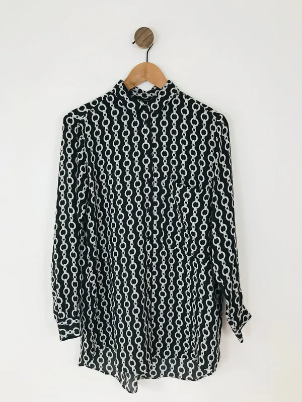 ✨ Zara Black & White Chain Print Button-Down Tunic / Shirt Dress (Size M) ✨ - Image 4