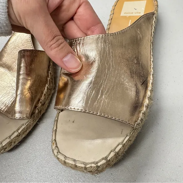 Dolce Vita Rose Gold Faux Leather Mule Slides Womens 6 Beachy Casual Sandals - Image 4