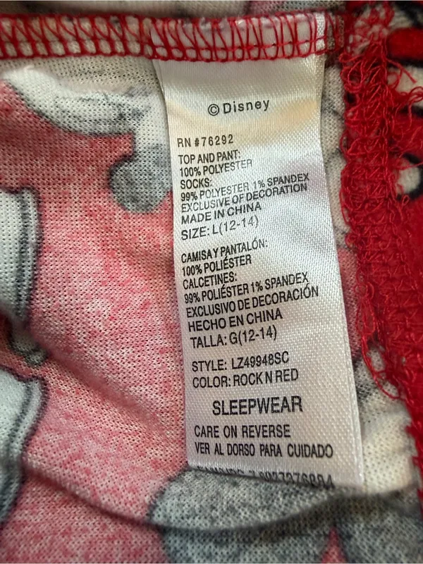 Disney Mickey Mouse Red Allover Print Pajama Jogger Pants L - Image 3