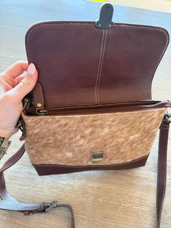 Myra Bags Ridge Morning Glory Leather and Hairon Crossbody - Image 9