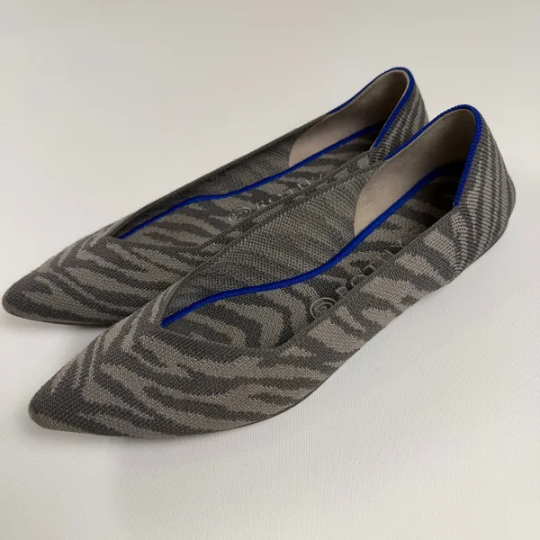 Rothy’s The Point Women’s Gray Zebra Print Knit Pointed Toe Slip-On Flats Size 9 - Image 3