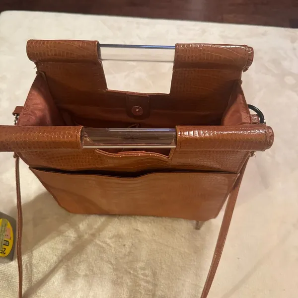 Beis Crossbody Tan Brown Cognac Faux Croc Crossbody Purse Bag With Trolly Sleeve - Image 10