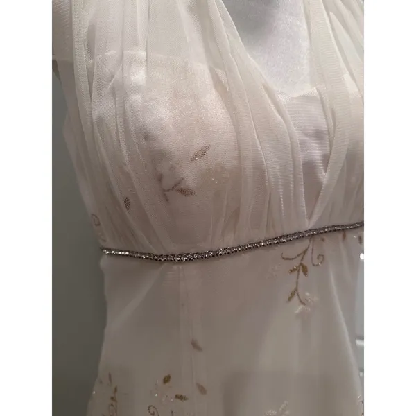 Betsy &‎ Adam Vintage White Floral Halter Sequin Cocktail Gown Dress Sz 8 - Image 8