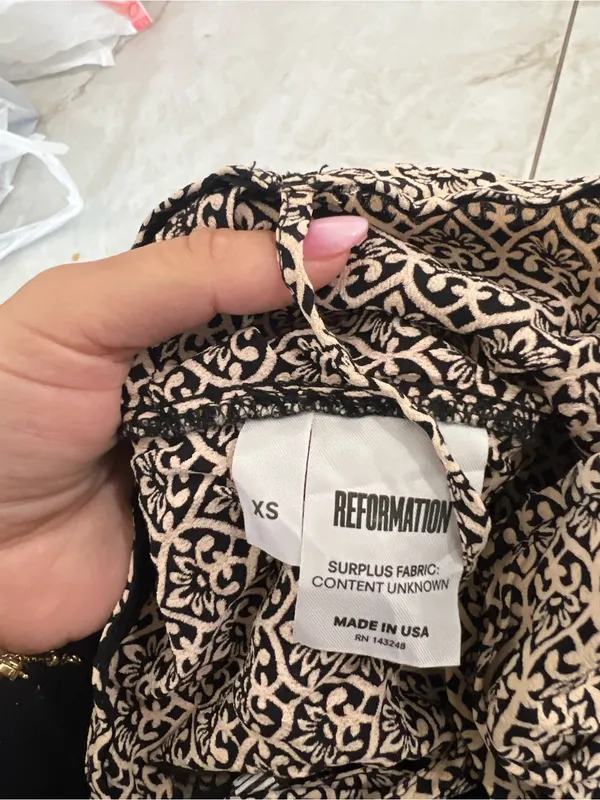 Reformation Black & Cream Printed Romper Size XS - Image 5