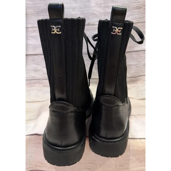 $249 Sam Edelman Lydell Combat Boot Black Leather/Knit Women’s Size 10 - Image 6