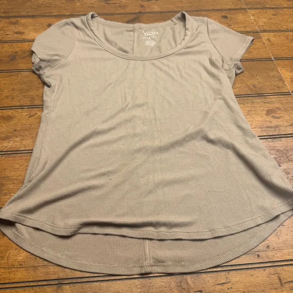 American Eagle Soft Sexy‎ Ribbed Tee Shirt Taupe Short Sleeve Women's M - Image 2
