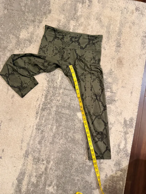 Lululemon Olive Green Snake-Print Capris - Image 5