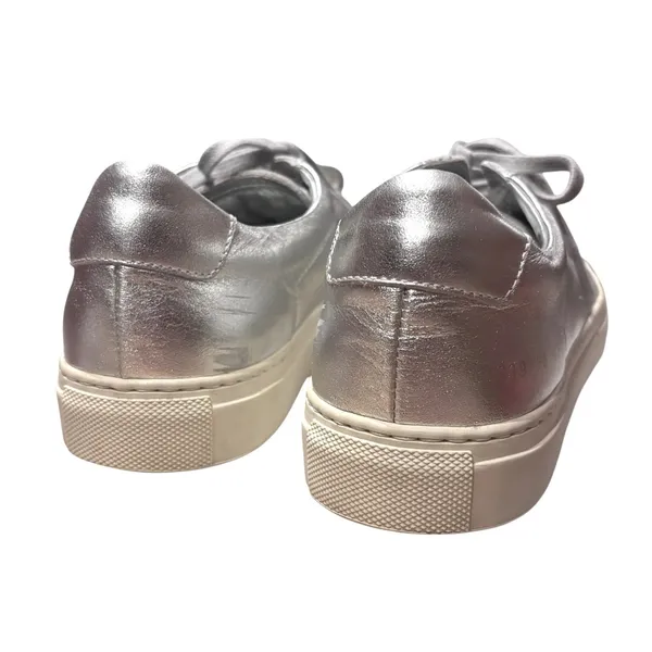 WOMAN by COMMON PROJECTS Achilles Retro Leather Low Top Sneakers Silver Size 38 - Image 9