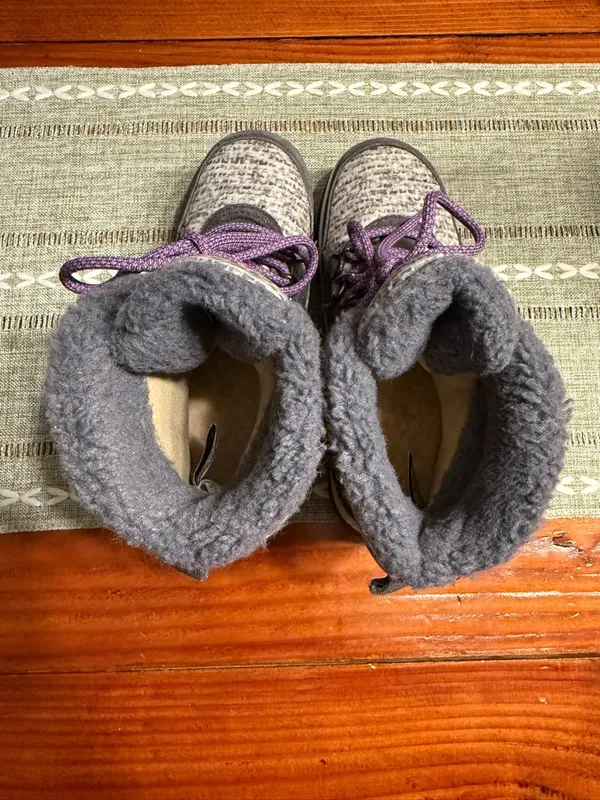 BearPaw Women's Charcoal Gray & Purple Winter Snow Rain Ruby Lace-up Boots Sz 5 - Image 5