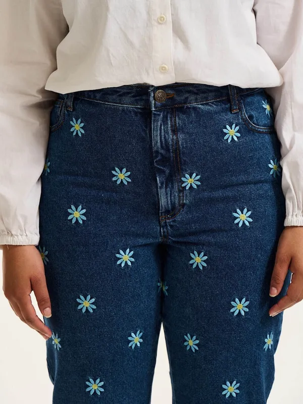 Lucy & Yak Dana Jeans Daisy Mae Embroidery Organic Cotton High Rise 80s Mom - Image 8