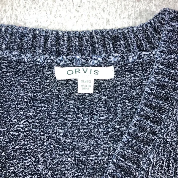 ORVIS‎ V Neck Chenille Knit Sweater Women XL Blue Marled Long Sleeve Cozy Casual - Image 7