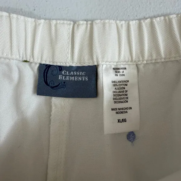 Vintage Classic Elements white embroidered polka dot capri‎ cropped pants cotton - Image 8