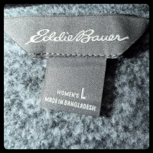 Eddie Bauer Quarter Zip Pullover Women Large Gray Marl Fleece Sweater 1087 - Image 4