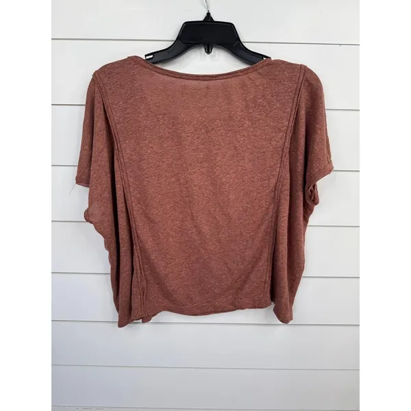 Max Studio London Womens Size M Burnt Orange Brown Scoop Neck Textured Top - Image 2