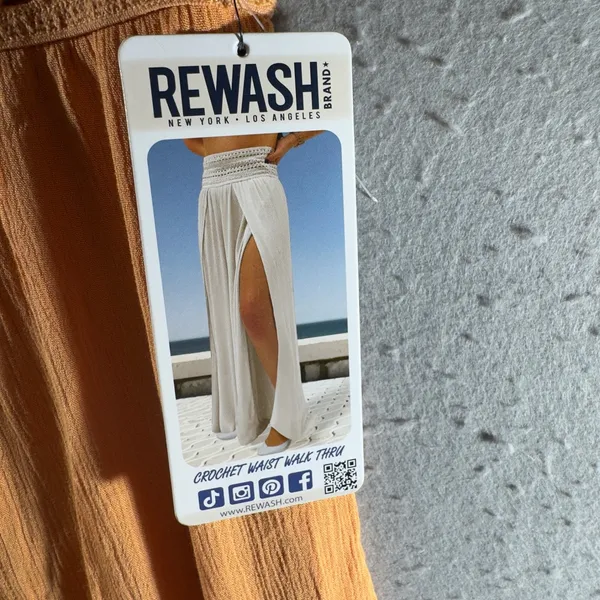 1791 | NWT Rewash Crochet Waist Boho Walk Thru Wide Leg Pants Orange Womens S - Image 6
