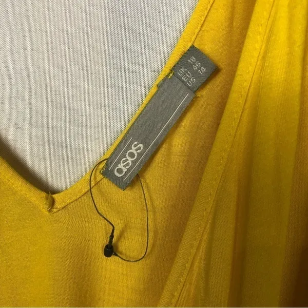ASOS Yellow Wrap Frill‎ Sleeve Mini Sundress 14 - Image 4