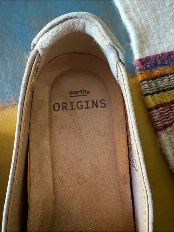 Earth Origins Perforated Slip-On Moccasins in Taupe Beige - Image 5