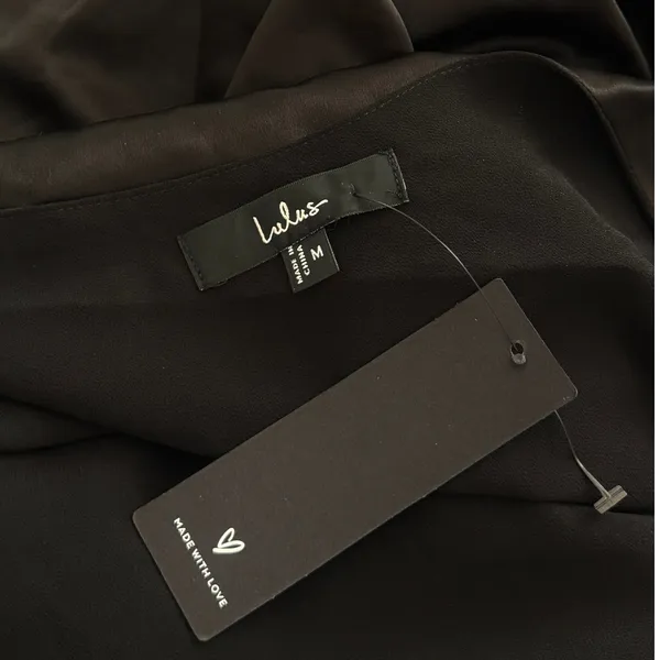 Lulus Dreaming of Elegance Black Satin One-Shoulder Maxi Dress size M NWT - Image 8