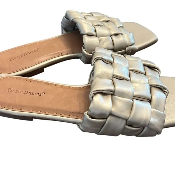 Pierre Dumas‎ Women's Gold Braided Slide Sandals Size 7.5 Casual Summer - Image 4