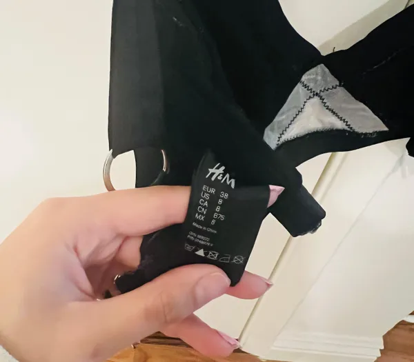 H&M Black & Grey Strappy Bralette Sports Bra - Image 3