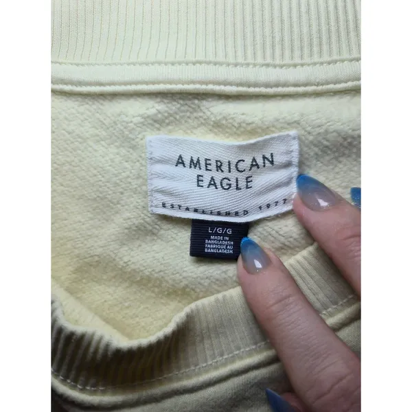American Eagle Outfitters Cream Crewneck Sweater with Shoulder Buttons - Image 4