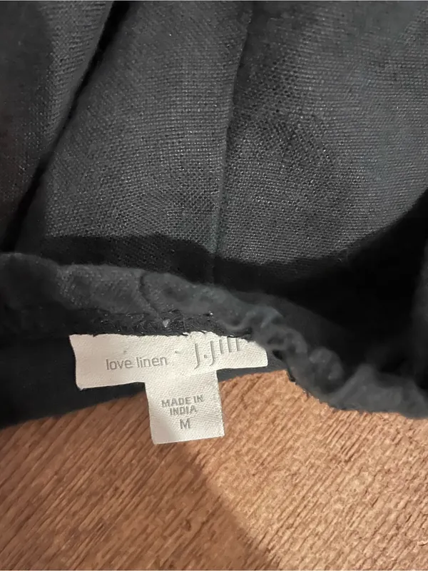 J Jill Love Linen 100% Linen Black Elastic Waistband Pants Size Medium - Image 3