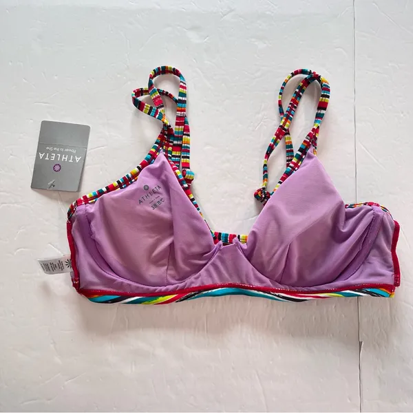 Athleta Montego Colorful Stripes Shirred Underwire Adjustable Bikini Top 38B/C‎ - Image 7