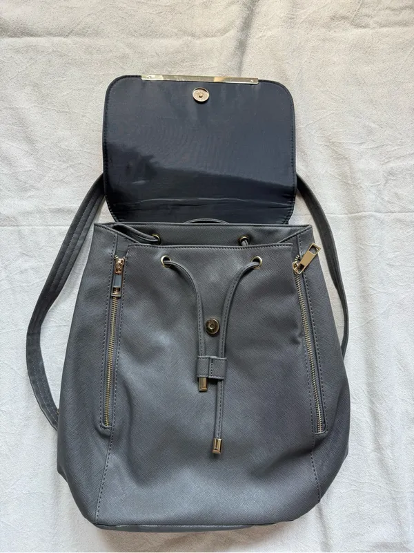 Women’s Gray Backpack Purse with Gold Accent - Image 3