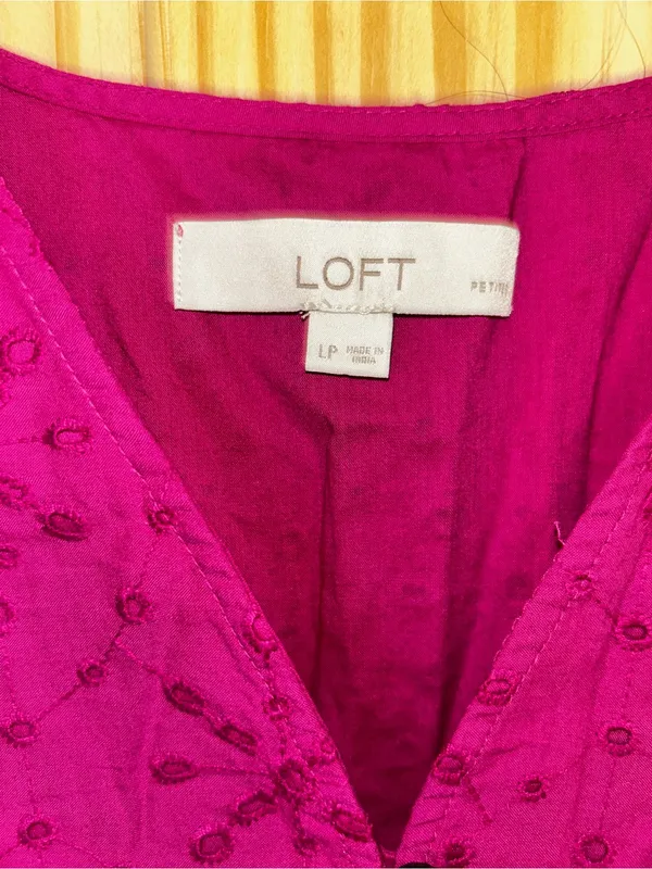 LOFT Bright Magenta Eyelet Ruffle Camisole - Image 2