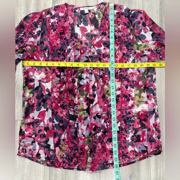 Chico's Vibrant Floral Blouse - Pink and Green - Image 3