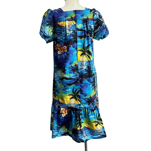 Royal Hawaiian Creations VTG Sunset Island Midi Dress S Tropical Aloha - Image 3