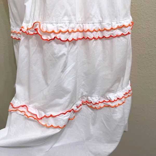 J.Crew White Cotton Scalloped-Trim‎ Tiered Midi Dress Size 0 Pockets Resortwear - Image 11