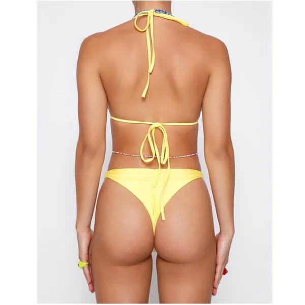Yellow Tigermist Bikini Set With Beaded Chain - Image 2