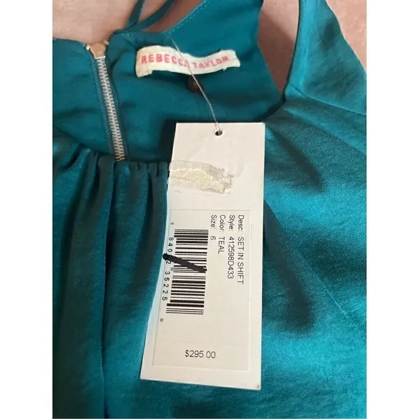 NWT Rebecca Taylor Halter Teal Green Cocktail Mini Dress Size 6 Dinner Datenight - Image 4