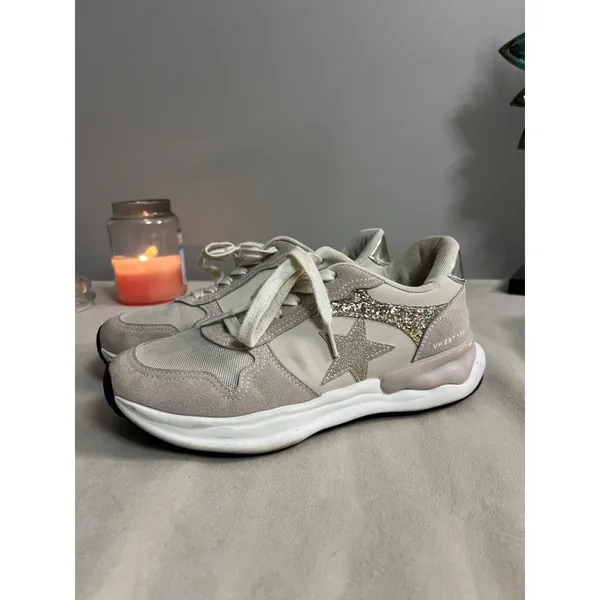 Vintage Havana Glitter Star Sneakers Beige & White Womens Size 8.5 Chic Comfy Sh - Image 2