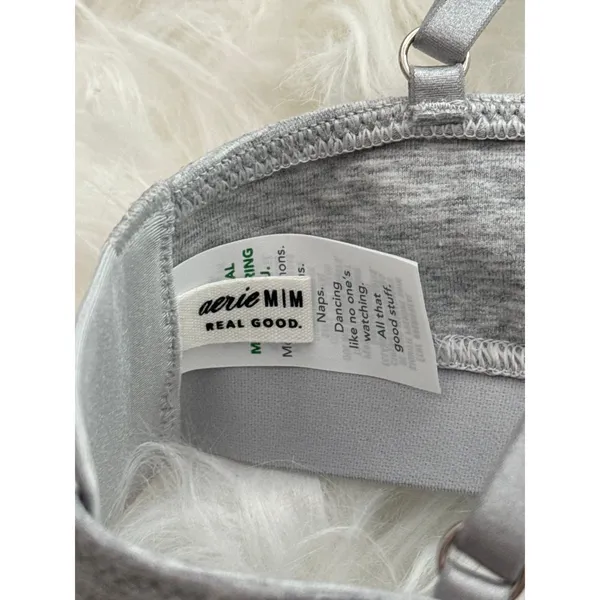 Aerie Real Good Strappy Side Lace Up Bralette Grey Size Medium - Image 7