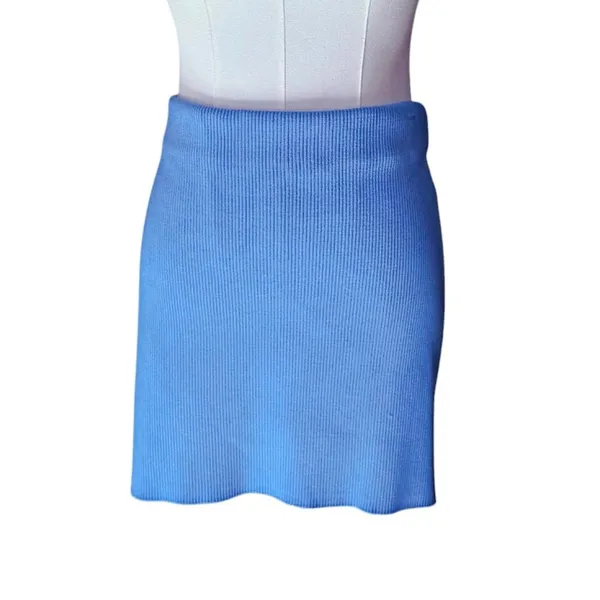 Zara Sky Blue Ribbed Knit Mini Skirt NWT Summer - Image 2