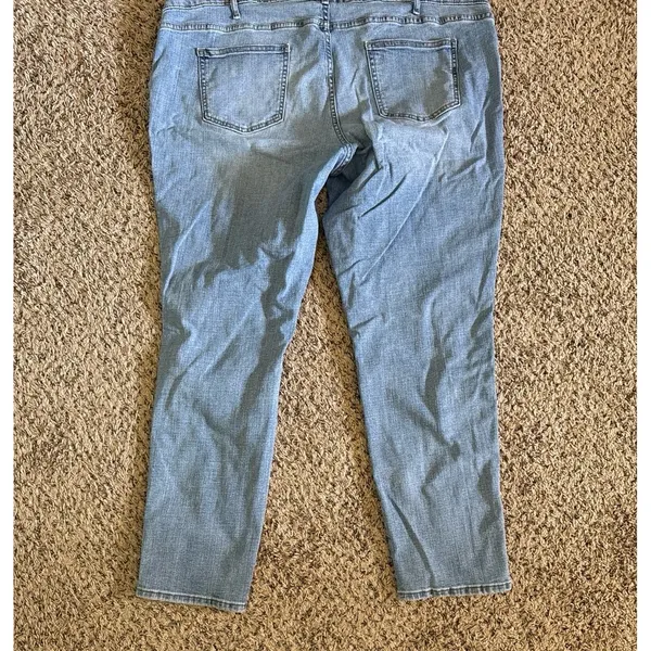 a.glow‎ Maternity Women's Blue Distressed Jean Overalls Size XL - Image 9