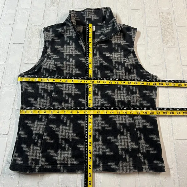 Columbia Vest Womens XL Black Gray Fleece Full Zip Pockets Outdoor Layer Warm - Image 2