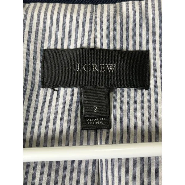 J.Crew Parke Blazer Stretch Linen Navy Blue One Button Career Preppy Size 2 - Image 5