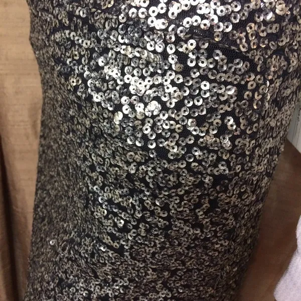 Native Rose Women's Festive Festival Bronze Sequin Mini Skirt-Sheer @Hem-Size 10 - Image 8