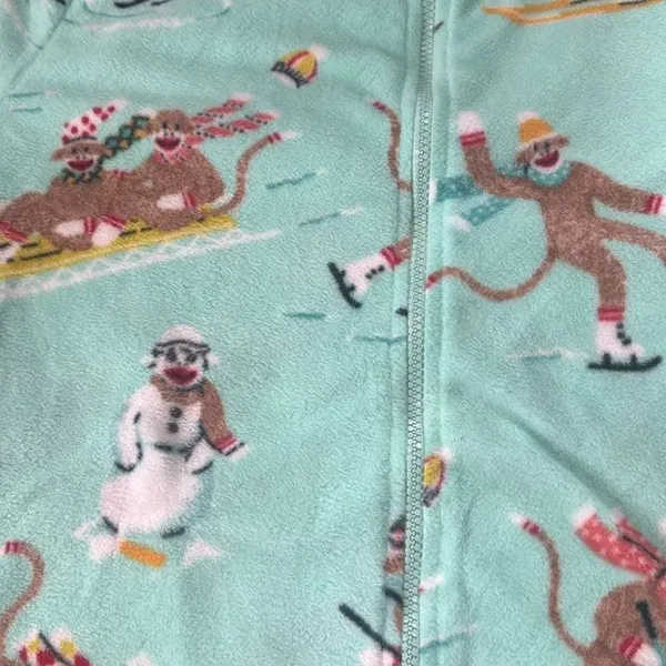Nick & Nora Adult Teen Unisex Fleece One Piece Sock Monkeys Pajama Size S NWT - Image 4