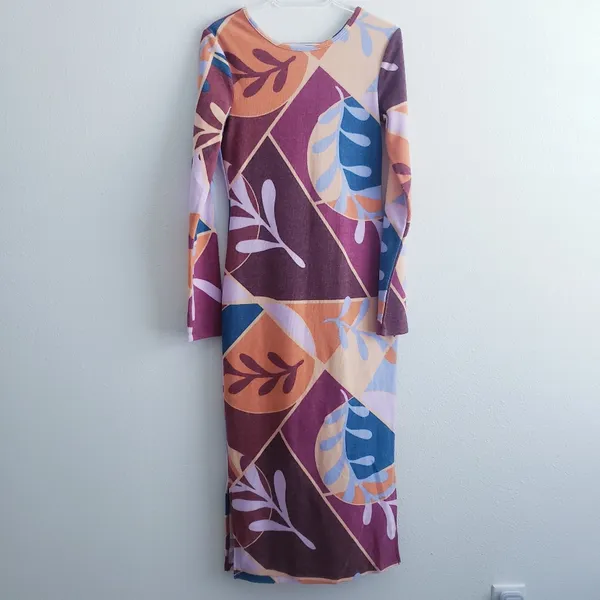 Farm Rio Latino Heritage Month Abstract Floral Long Sleeve Midi Dress - Image 2