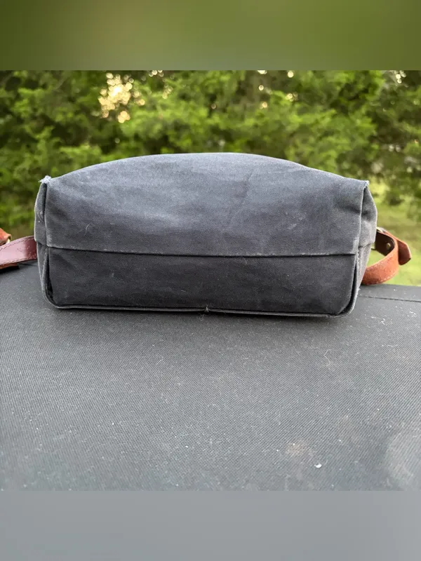 R. Riveter Patton Black Canvas & Brown Leather Crossbody Bag - Image 3